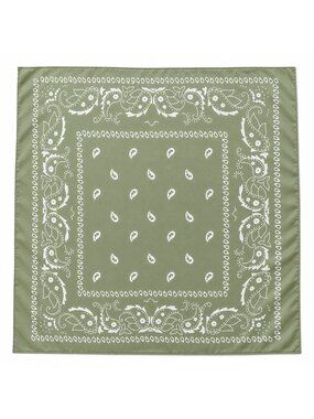 Sage Green Paisley Satin Scarf 35x35 Square Bandana Wrap